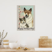 Mütter Tag Niedlich Akita inu Hunde Mama Poster (Küche)