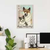 Mütter Tag Niedlich Akita inu Hunde Mama Poster (Heimbüro)
