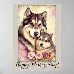 Mütter Tag Niedlich Alaskan Malamute Dog Mama Poster