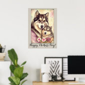 Mütter Tag Niedlich Alaskan Malamute Dog Mama Poster (Heimbüro)