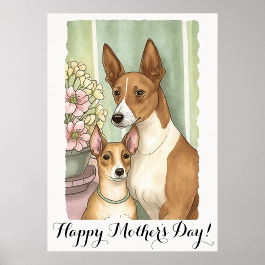 Mütter Tag Niedlich Basenji Dog Mama Poster (Vorne)