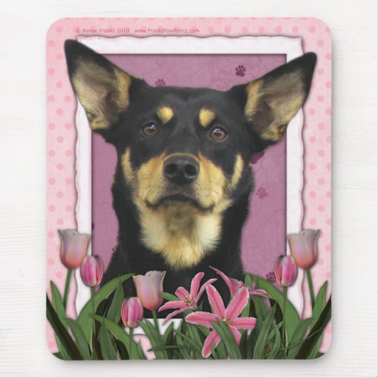 Mutter-Tag - rosa Tulpen - australischer Kelpie Mousepad (Vorne)