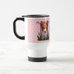 Mutter-Tag - rosa Tulpen - Basenji Reisebecher