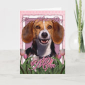Mutter-Tag - rosa Tulpen - Beagle Karte (Vorderseite)