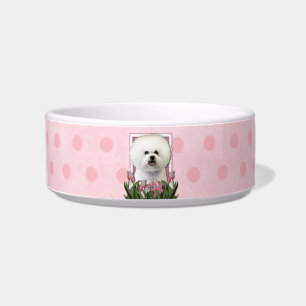 Mutter-Tag - rosa Tulpen - Bichon Frise Napf