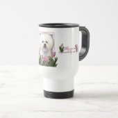 Mutter-Tag - rosa Tulpen - Bichon Frise Reisebecher (VorderseiteRechts)