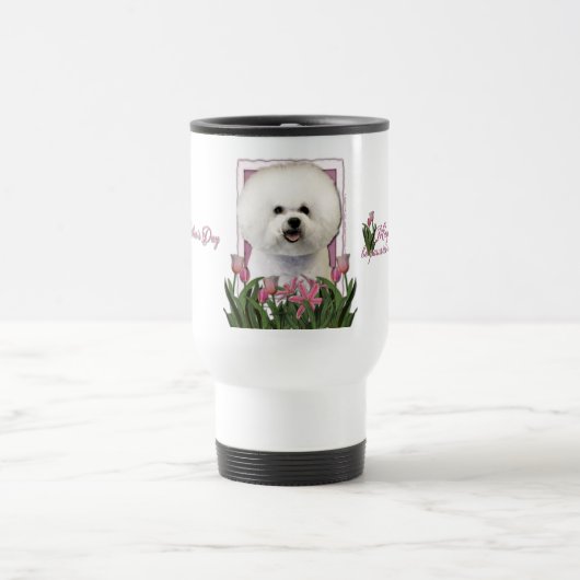 Mutter-Tag - rosa Tulpen - Bichon Frise Reisebecher (Mittel)