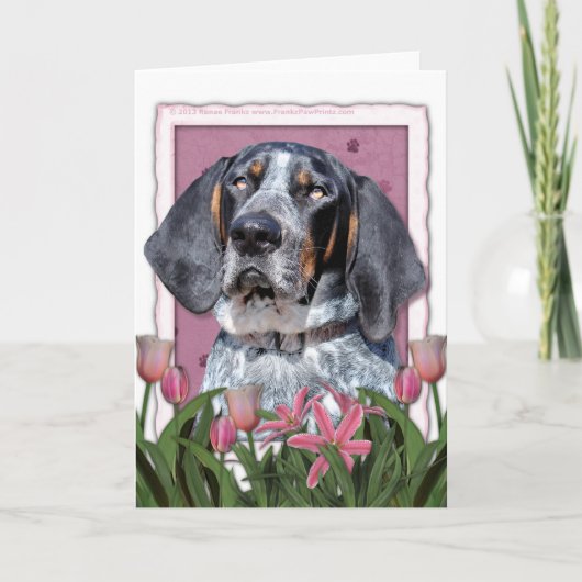 Mutter-Tag - rosa Tulpen - Bluetick Coonhound Karte (Vorderseite)