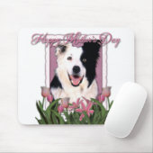 Mutter-Tag - rosa Tulpen - Border-Collie Mousepad (Mit Mouse)