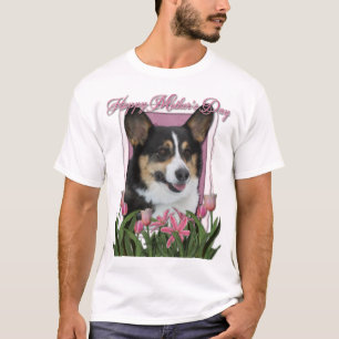 Mutter-Tag - rosa Tulpen - Corgi T-Shirt