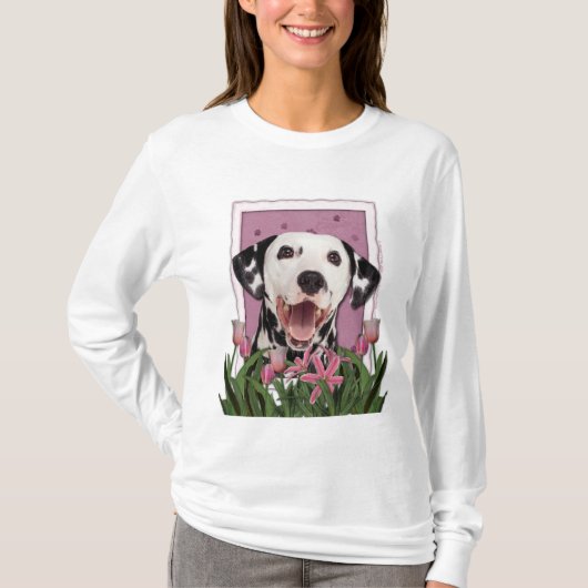 Mutter-Tag - rosa Tulpen - Dalmatiner T-Shirt (Vorderseite)