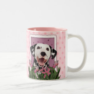 Mutter-Tag - rosa Tulpen - Dalmatiner Zweifarbige Tasse