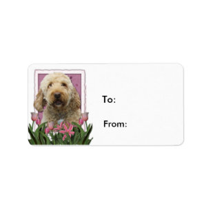 Mutter-Tag - rosa Tulpen - GoldenDoodle Adressaufkleber
