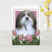 Mutter-Tag - rosa Tulpen - Havanese Karte (Gelbe Blume)