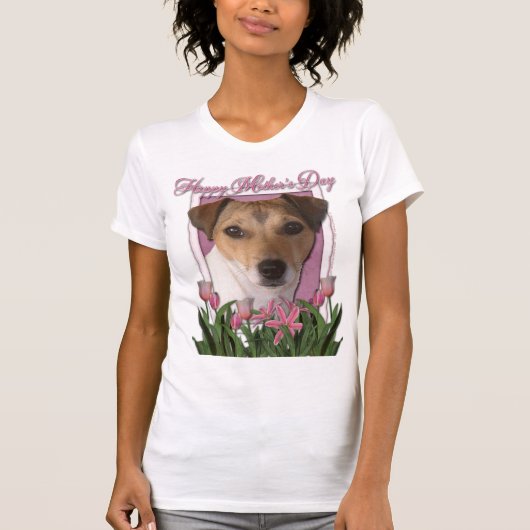 Mutter-Tag - rosa Tulpen - Jack Russell T-Shirt (Vorderseite)