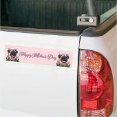Mutter-Tag - rosa Tulpen - Mops Autoaufkleber (Auf Lkw)