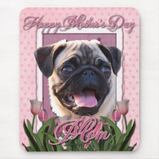 Mutter-Tag - rosa Tulpen - Mops Mousepad (Vorne)