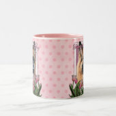 Mutter-Tag - rosa Tulpen - Schäferhund-Möglichkeit Zweifarbige Tasse (Mittel)