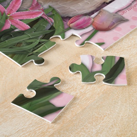 Mutter-Tag - rosa Tulpen - Schnauzer Puzzle (Seite)