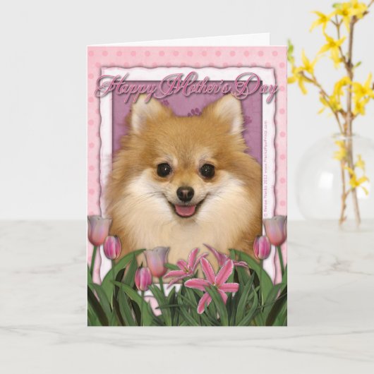 Mutter-Tag - rosa Tulpen - Spitz Karte (Gelbe Blume)