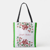 Mütter Tag Rote Rosen Blumenblättergrün Niedlich Tasche (Rückseite)