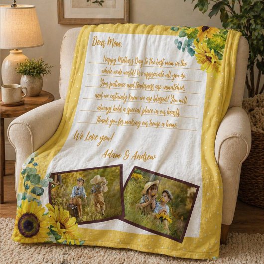 Mütter Tag Sonnenblumen Liebe Letter Foto Keepake Fleecedecke