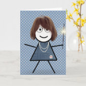 Mutter-Tag-Strichfigur-Mädchen mit Sparkler Karte (Gelbe Blume)