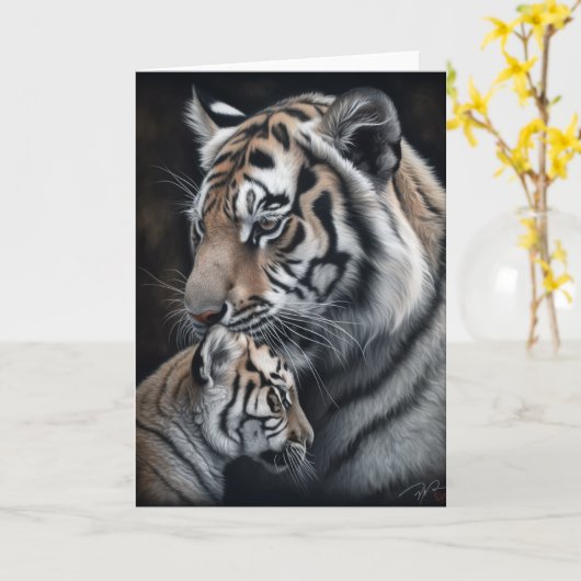 Mutter-Tag-Tiger und Krüppelmalerei Karte (Gelbe Blume)