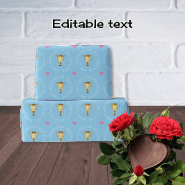 Mütter Tag Trophäe benutzerdefinierte Text blau Geschenkpapier