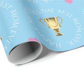Mütter Tag Trophäe benutzerdefinierte Text blau Geschenkpapier (Rolleneckpunkt)