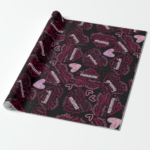 Mutter Tage Herz 01.Pink Black BG Geschenkpapier