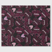 Mutter Tage Herz 01.Pink Black BG Geschenkpapier (Flach)