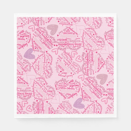 Mutter Tage Herz 01.Pink Lpink BG Serviette (Vorderseite)