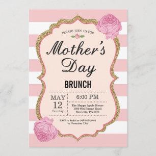 Mutter-Tagesbrunch-Einladungs-Rosa-BlumenBlume Einladung