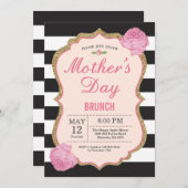 Mutter-Tagesbrunch-Einladungs-Rosa-BlumenBlume Einladung (Vorne/Hinten)