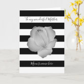 Mutter-Tagesgraue Rose und Schwarzweiss-Streifen Karte (Gelbe Blume)