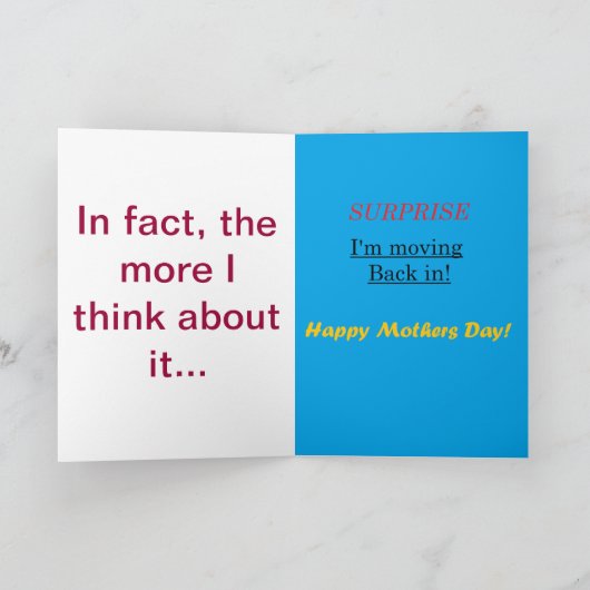 Mutter-Tagesüberraschung Karte (Innenseite)