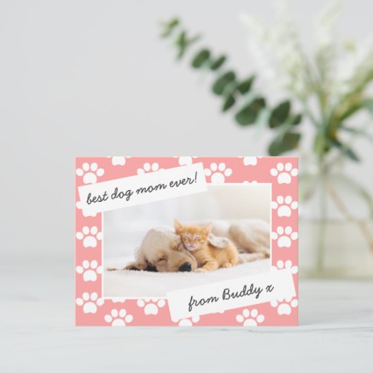 Mutter taghund Mutter Foto Postkarte (Stehend Vorderseite)