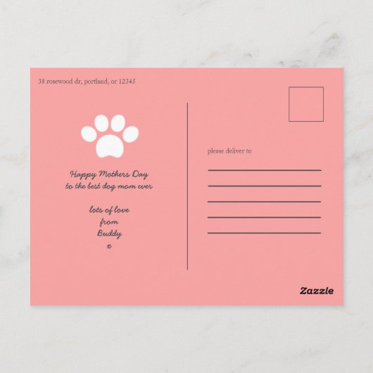 Mutter taghund Mutter Foto Postkarte (Rückseite)