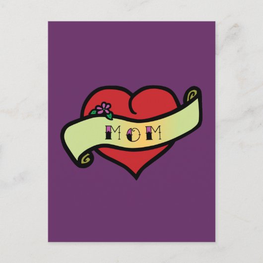 Mutter-Tattoo-Herz Postkarte (Vorderseite)
