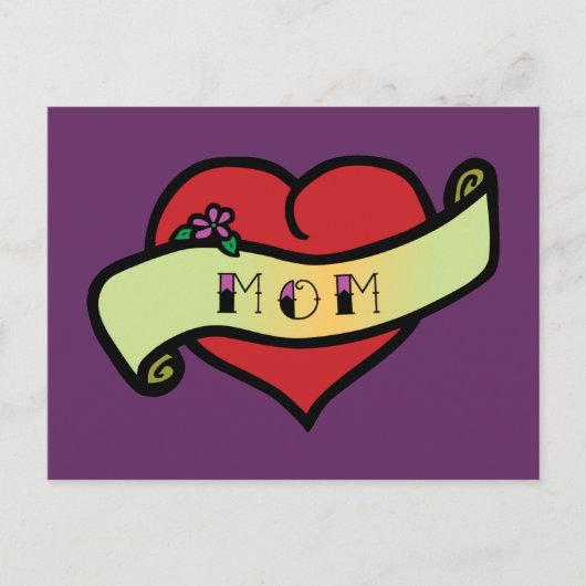 Mutter-Tattoo-Herz Postkarte (Vorderseite)
