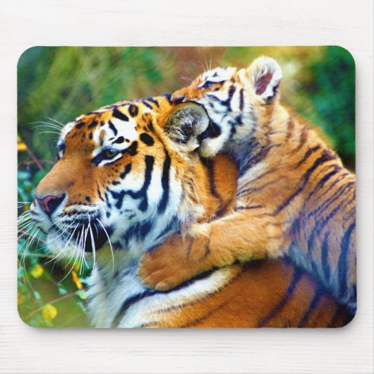 Mutter-Tiger mit Baby CUB-Klettern und beißendes Mousepad (Vorne)