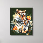 Mutter Tiger mit ihrem Cub Canvas Print Leinwanddruck (Vorderseite)