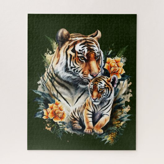 Mutter Tiger mit ihrem Cub Puzzle (Vertikal)