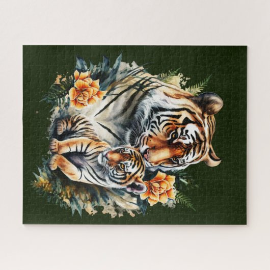 Mutter Tiger mit ihrem Cub Puzzle (Horizontal)