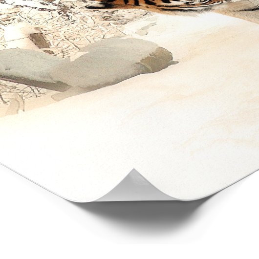 Mutter Tiger und Cube im Schneewald Poster (Ecke)