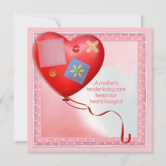 Mutter TLC Herzballonkarte Karte (Vorderseite)