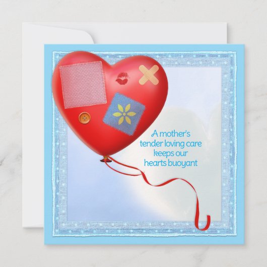 Mutter TLC Herzballonkarte Karte (Vorderseite)