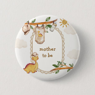 Mutter-To-Be-Dschungel-Dino-Wäscheleine-Baby-Party Button