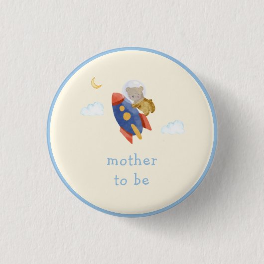 Mutter-To-Be-Raumschiff-Rakete-Bär-Junge-Baby-Part Button (Vorderseite)